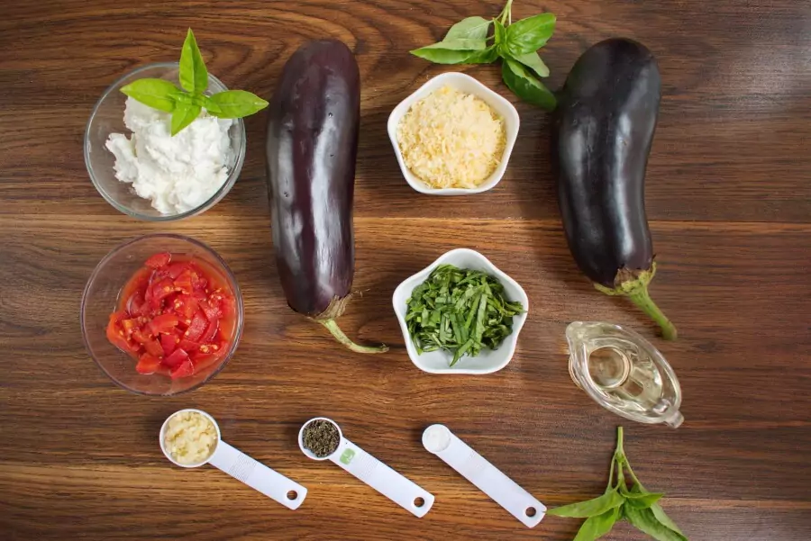 Ingredients for Italian Style Stuffed Eggplant