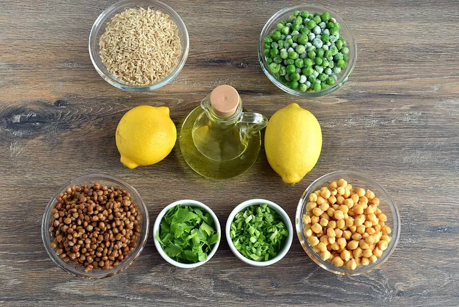 Ingredients for Lemony Rice and Peas
