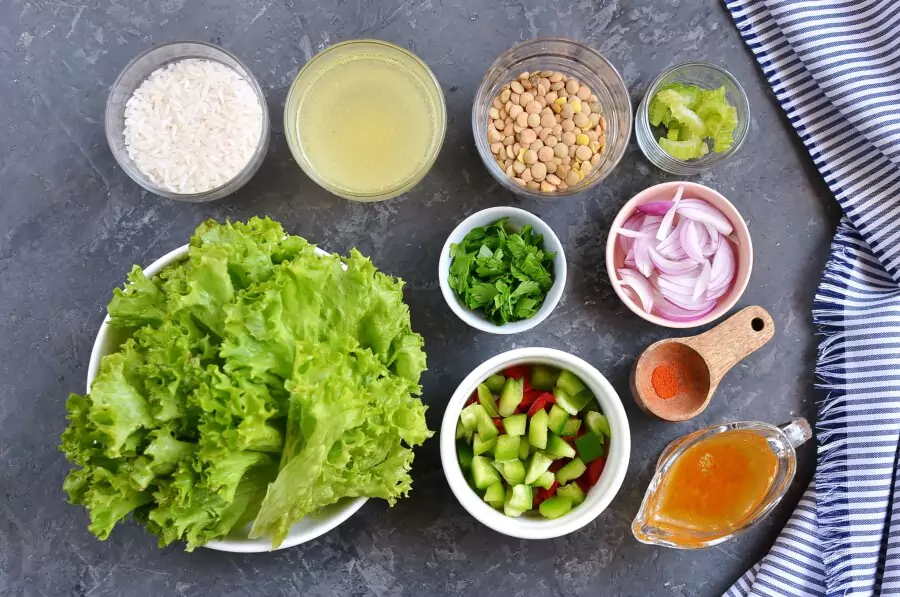 Ingredients for Lentil Rice Salad