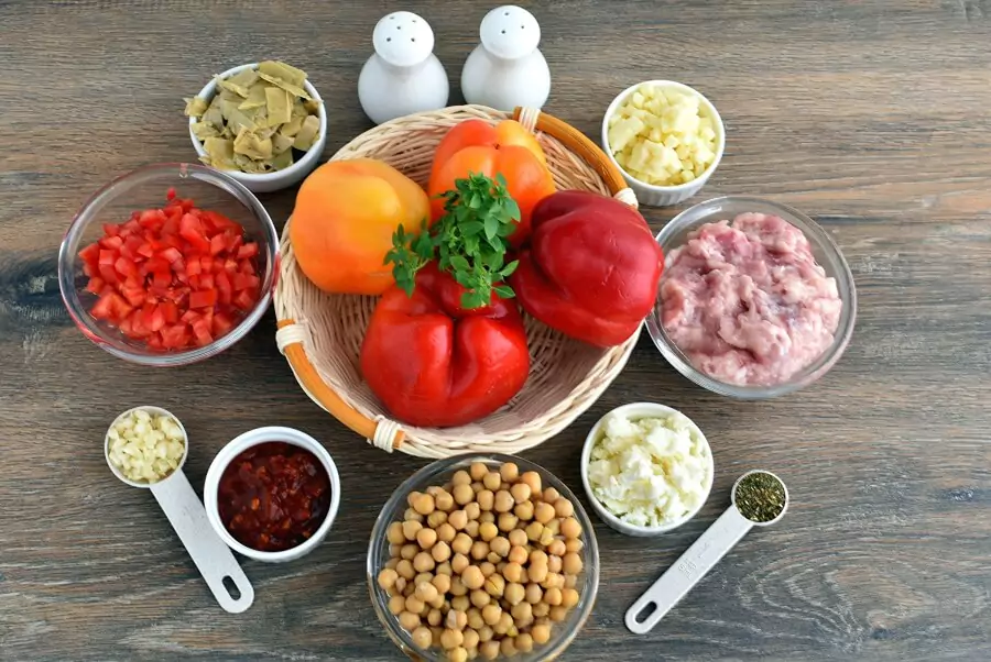 Ingredients for Mediterranean Stuffed Peppers