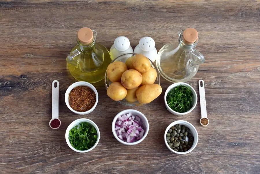 Ingredients for Mediterranean-Style Mustard Potato Salad