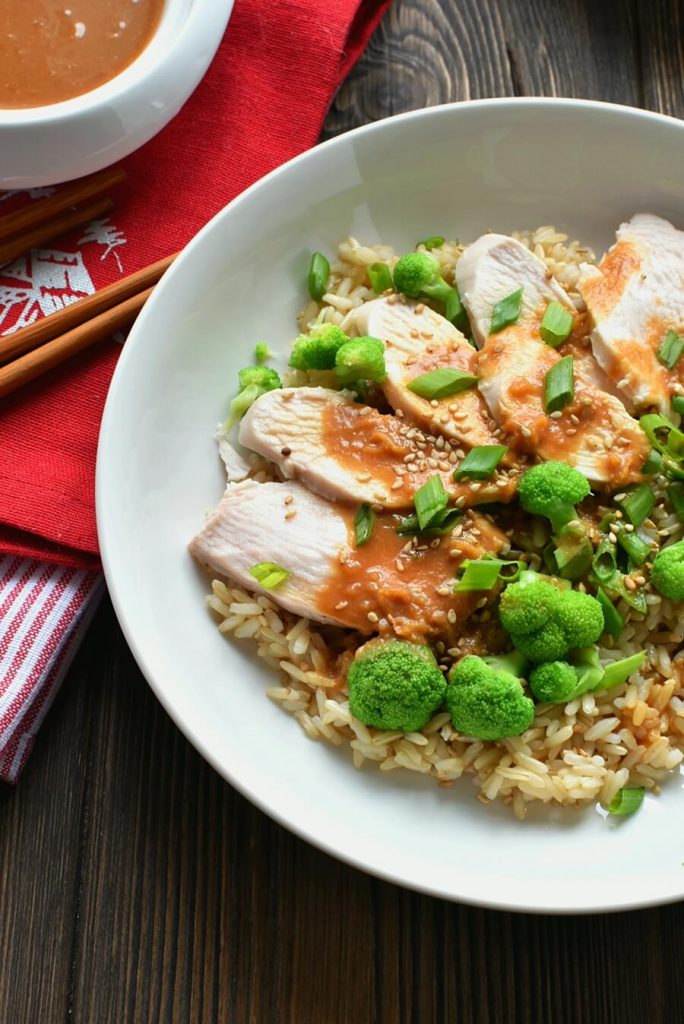 Healthy Asian Miso Brown Rice and Chicken Salad