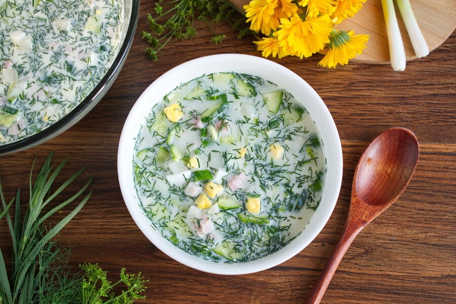 Okroshka - Russian Summer Soup recipe-How to make Okroshka-Okroshka - Cold Summer Soup