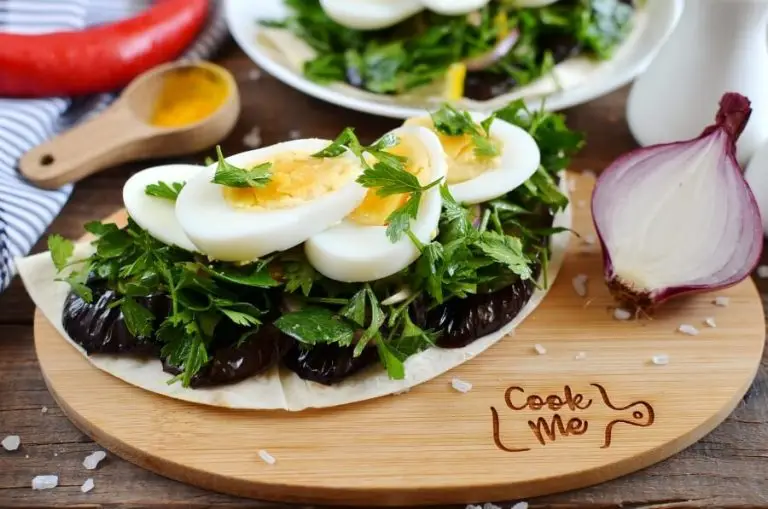 Step 7 - Open-Face Roasted Eggplant & Herb Salad Pita Sandwiches
