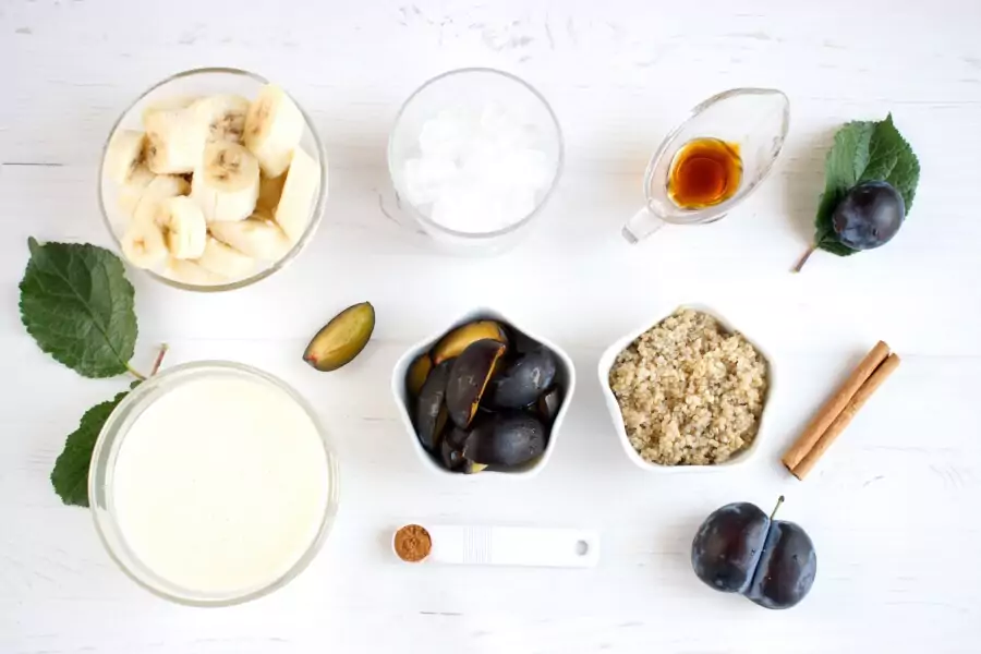 Ingredients for Vegan Plum Quinoa Smoothie