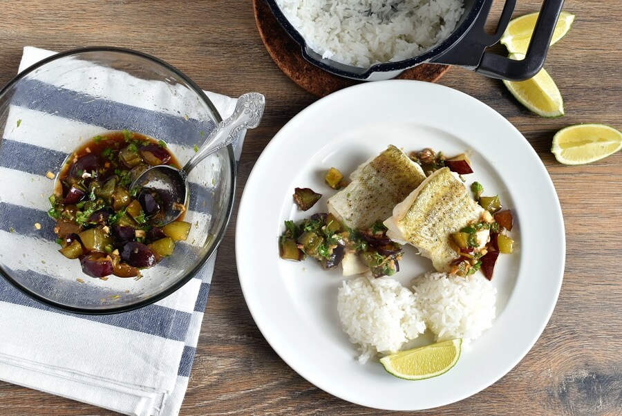 How to serve Roasted Cod with Soy Ginger Plum Salsa
