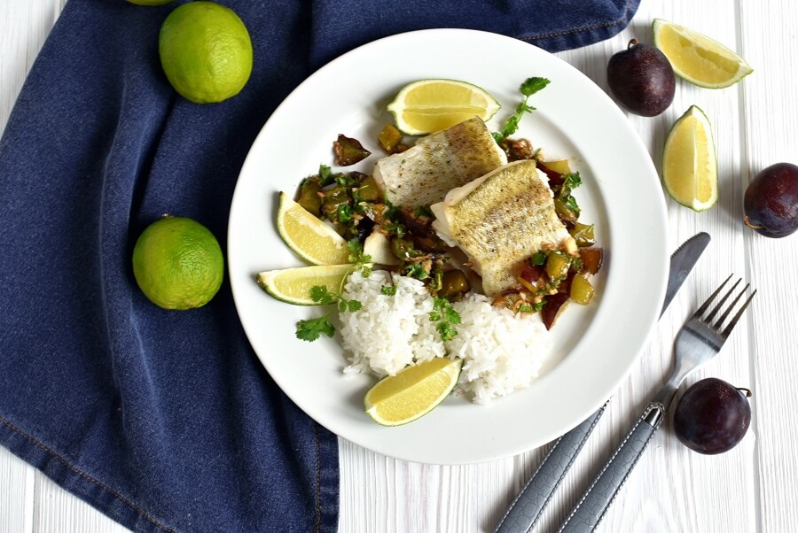 Roasted Cod with Soy Ginger Plum Salsa