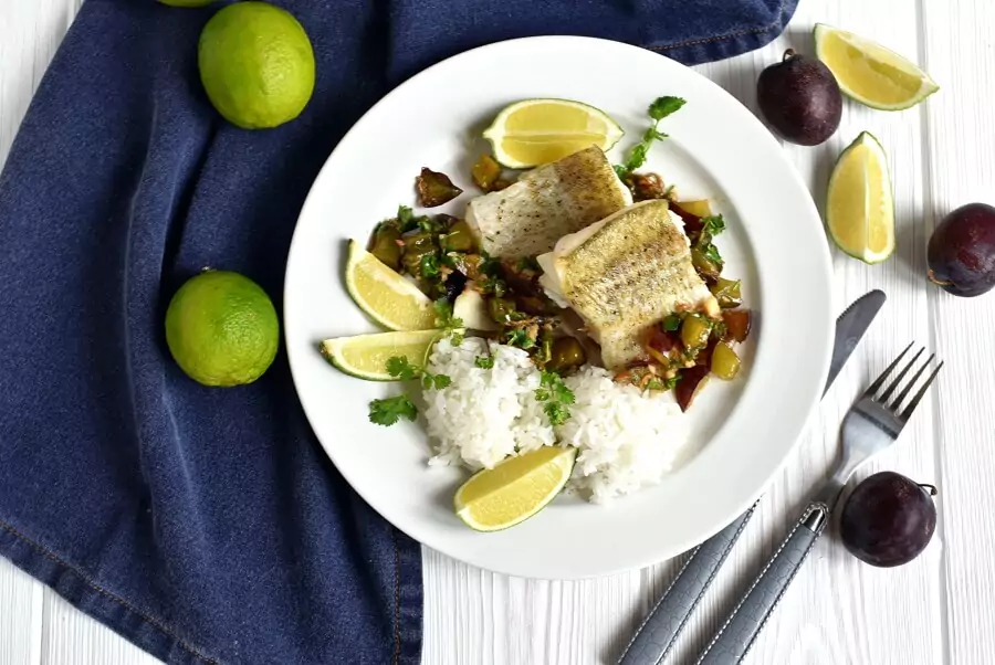 Roasted Cod with Soy Ginger Plum Salsa