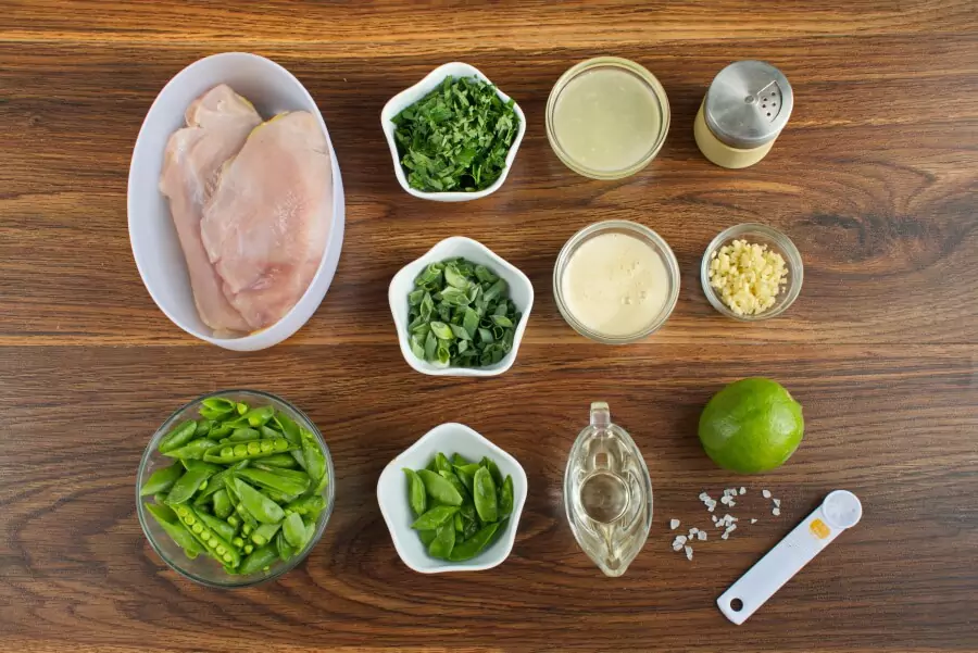 Ingredients for Seared Coconut-Lime Chicken with Snap Pea Slaw