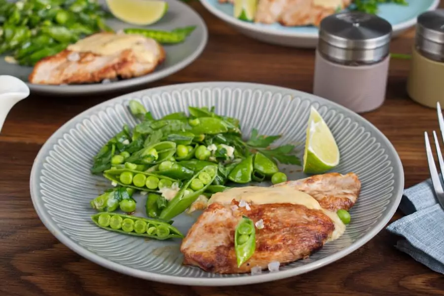 Seared Coconut-Lime Chicken with Snap Pea Slaw