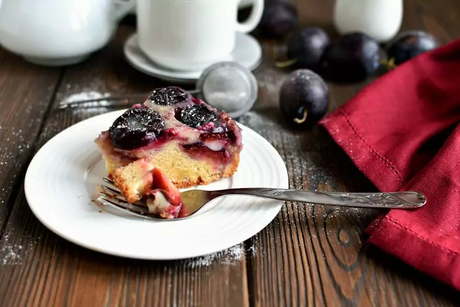 Spiced Plum Custard Cake