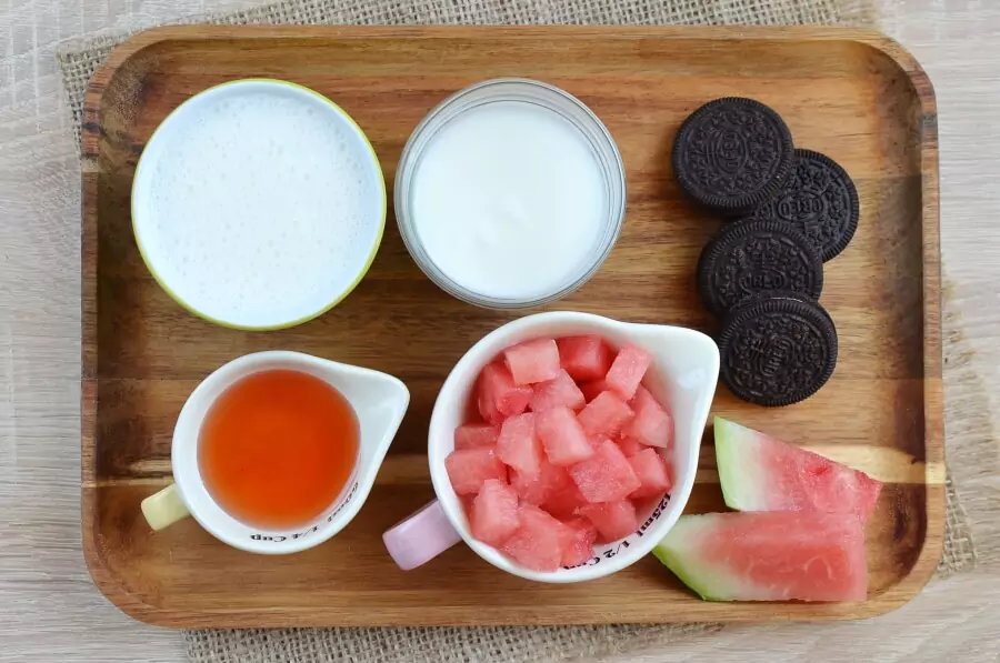 Ingredients for Watermelon and Cream Ice Pops