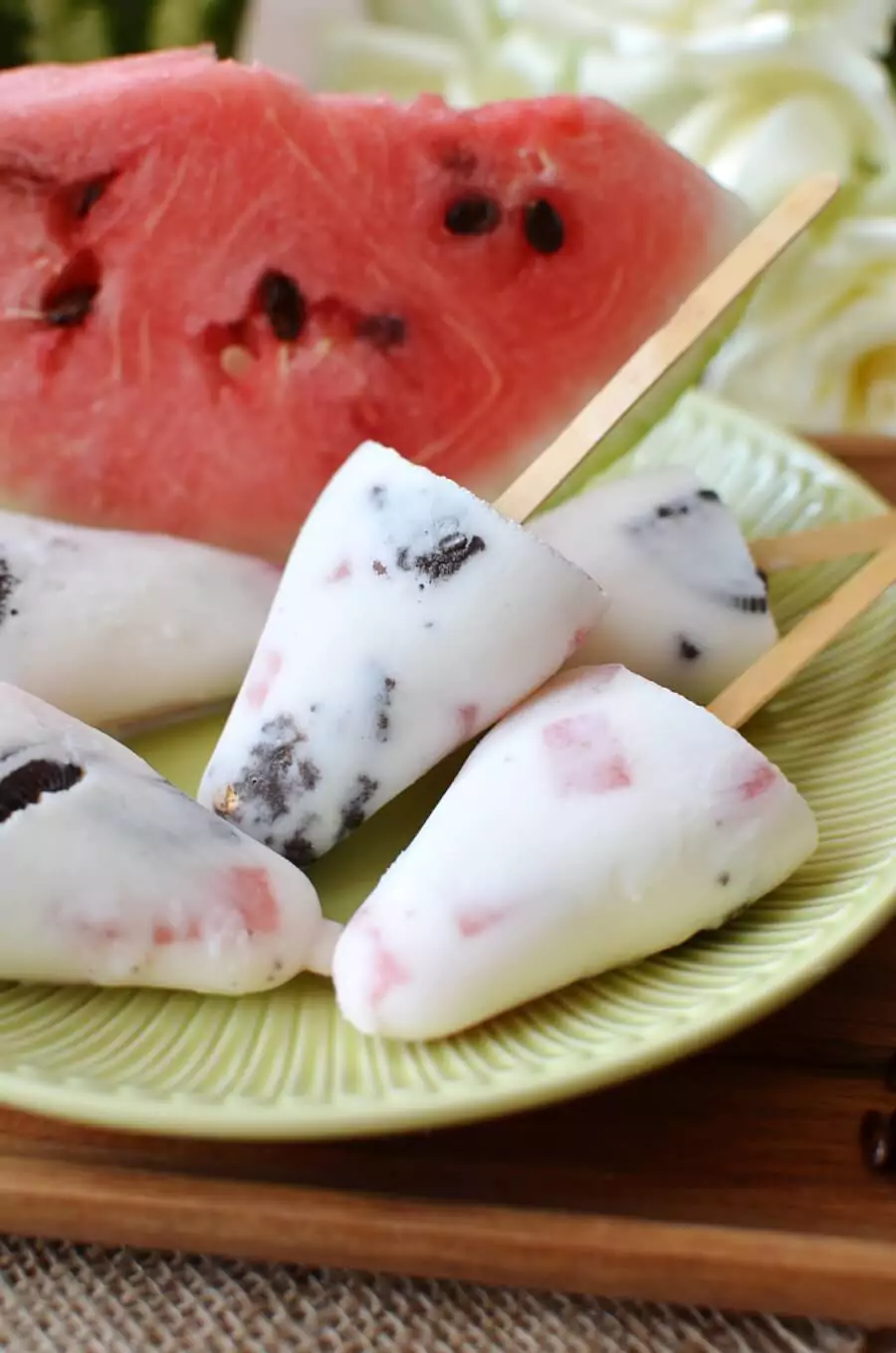 Watermelon and Cream Ice Pops