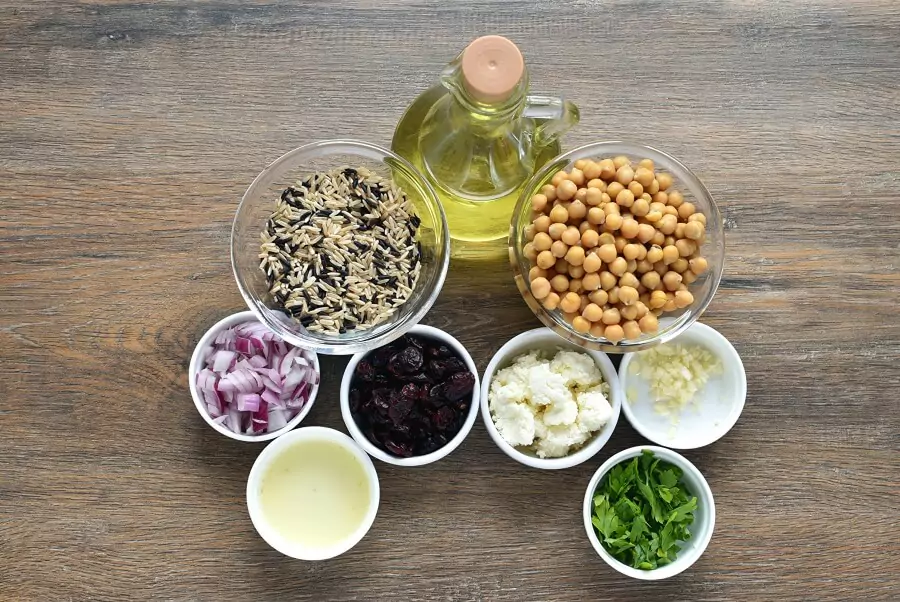 Ingredients for Wild Rice and Feta Salad