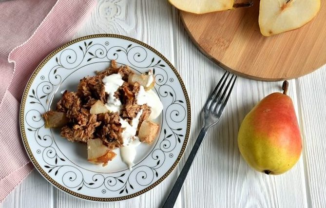 Baked Oatmeal with Pears Recipe-How to make Baked Oatmeal with Pears-Easy Baked Oatmeal with Pears