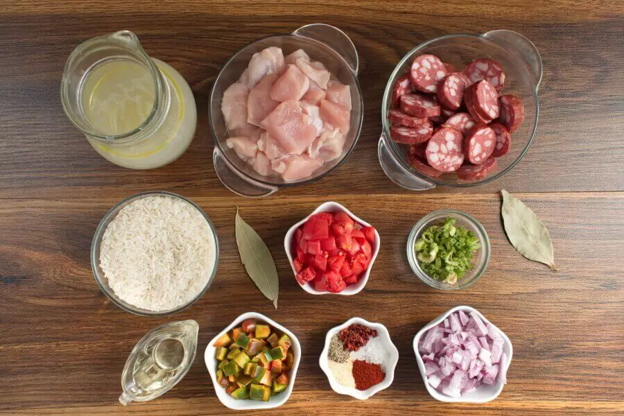 Ingredients for Chicken and Sausage Jambalaya