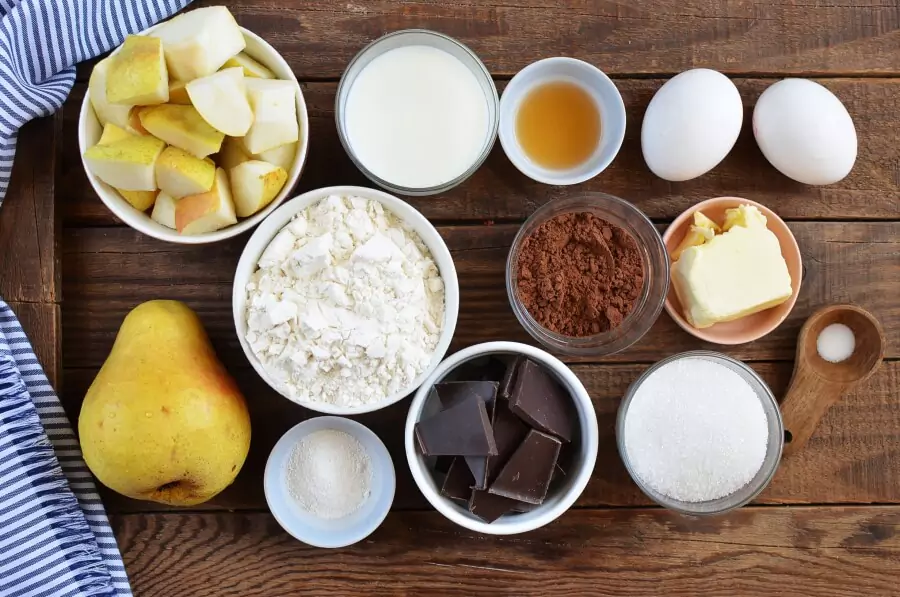 Ingredients for Chocolate Pear Cake
