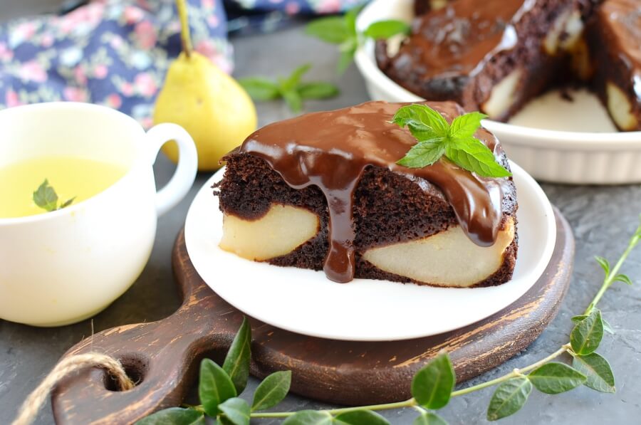 Chocolate Pear Pudding Recipe-How To Make Chocolate Pear Pudding-Delicious Chocolate Pear Pudding