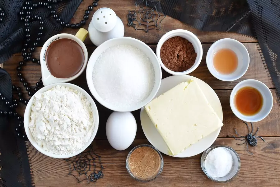 Ingredients for Chocolate Pumpkin Cut out Cookies