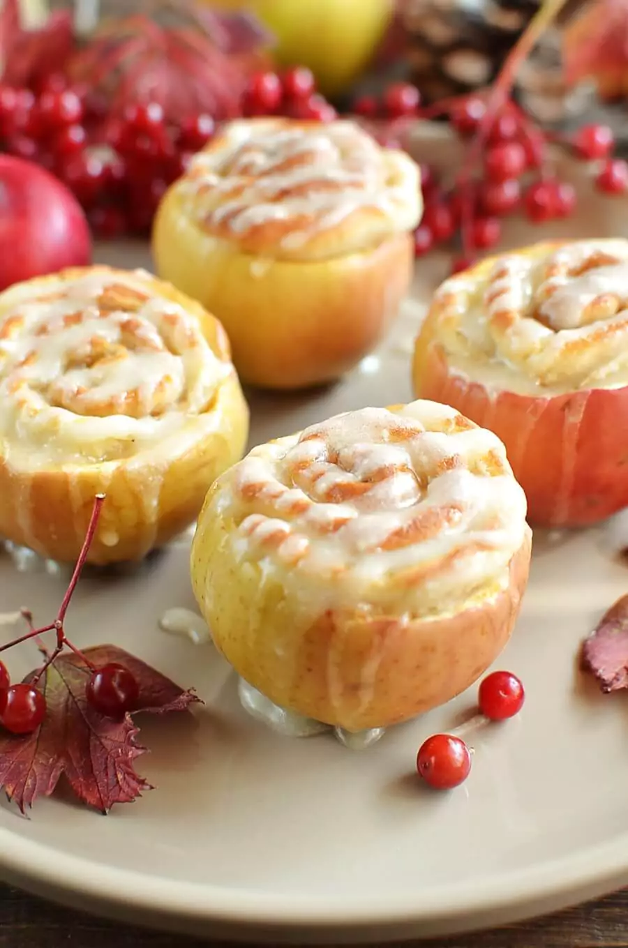 Cinnamon Roll Stuffed Baked Apples