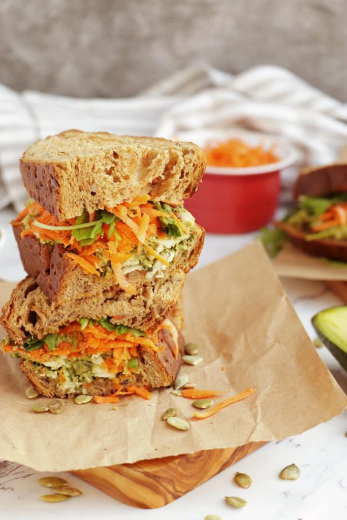 Healthy Pesto, Avocado and Chicken Salad Sandwich