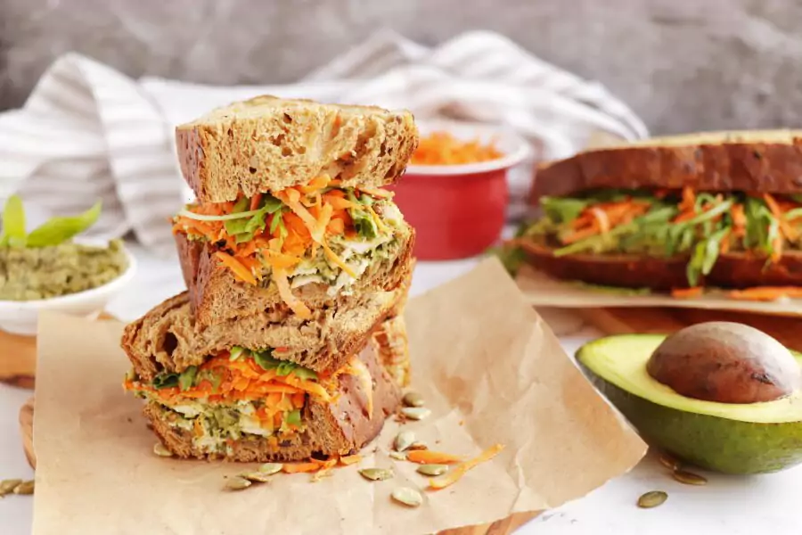 Healthy Pesto, Avocado and Chicken Salad Sandwich