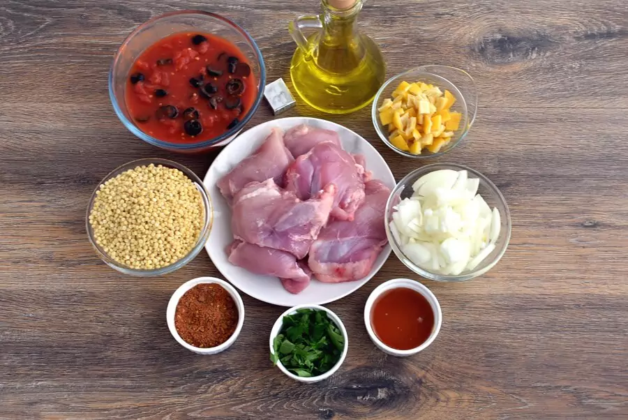 Ingredients for Lemony Chicken Stew with Giant Couscous