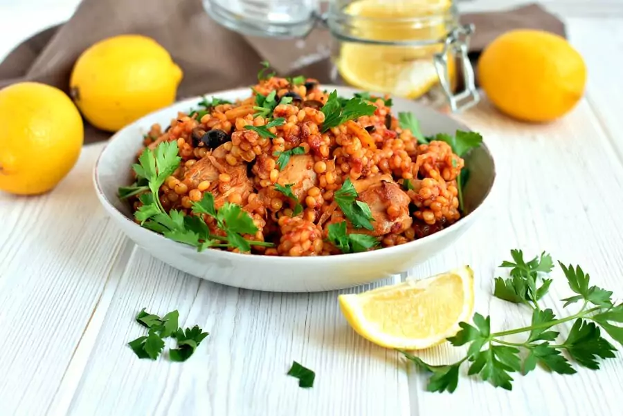 Lemony Chicken Stew with Giant Couscous