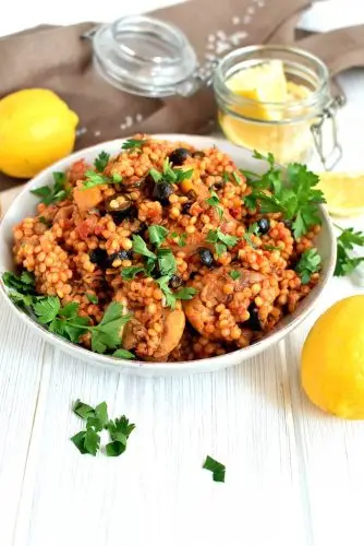 Lemony Chicken Stew with Giant Couscous