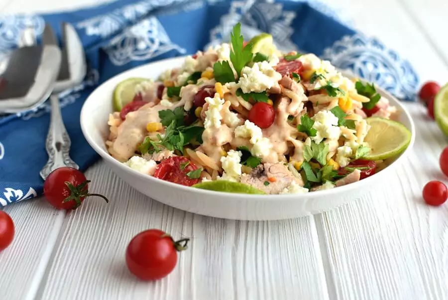 Orzo Chicken Salad with Avocado-Lime Dressing