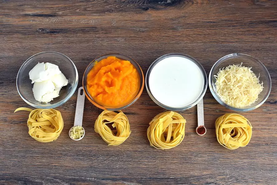 Ingredients for Pumpkin Alfredo Pasta
