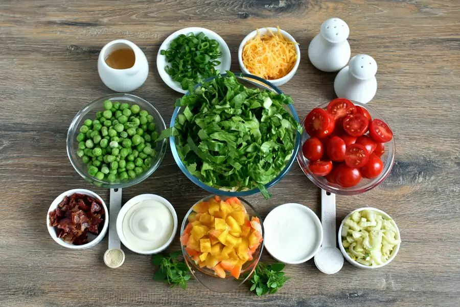 Ingredients for Keto Seven-Layer Salad