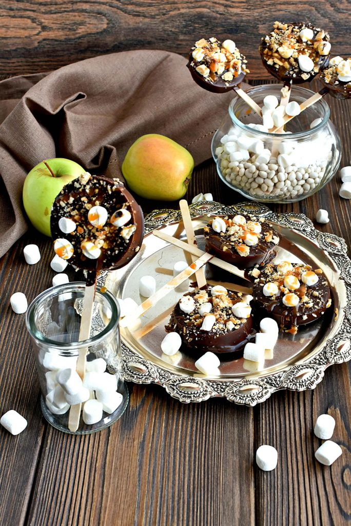 Candy Apple Pops with S’more Cookies