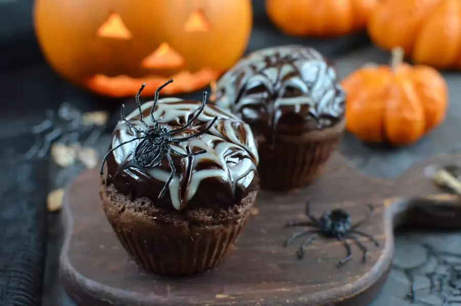 Spider Web Chocolate Fudge Muffins