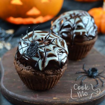 Spider Web Chocolate Fudge Muffins Recipe-How To Make Spider Web Chocolate Fudge Muffins-Delicious Spider Web Chocolate Fudge Muffins