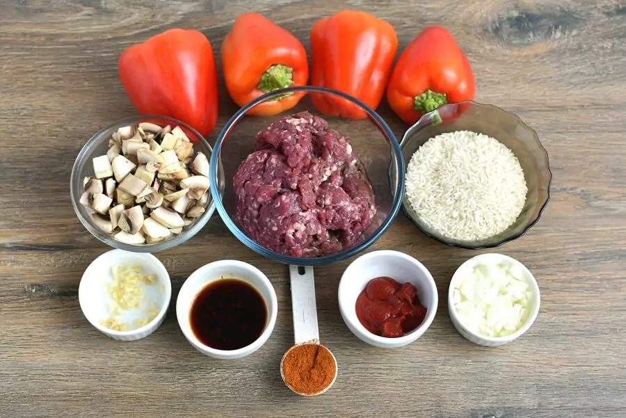 Ingredients for Stuffed Halloween Jack O’ Lantern Peppers