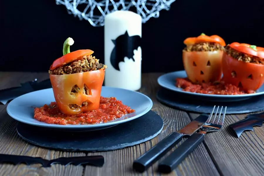 Stuffed Halloween Jack O’ Lantern Peppers