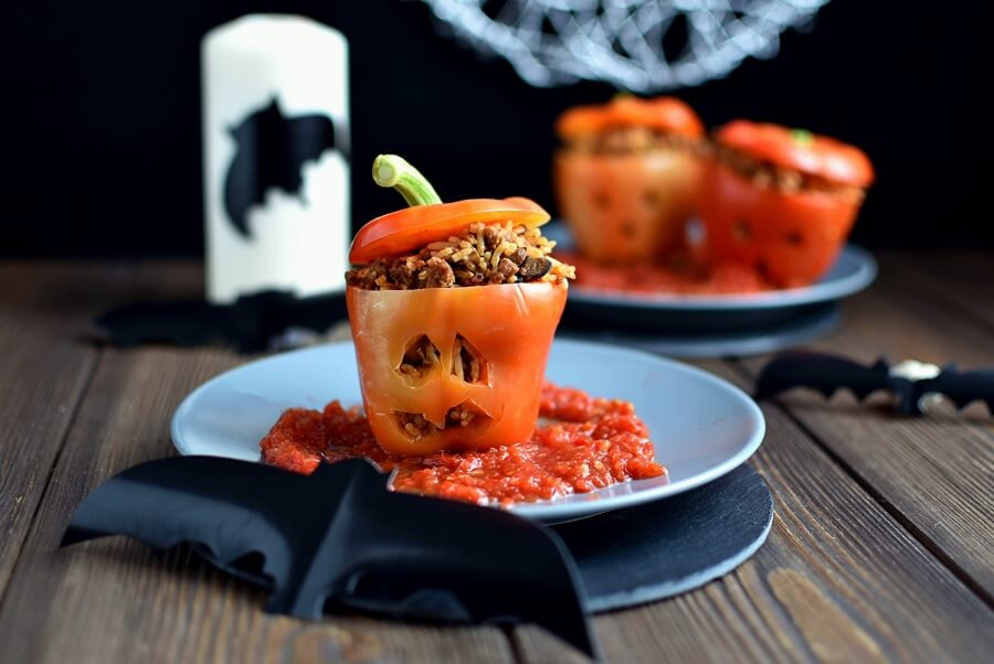 How to serve Stuffed Halloween Jack O’ Lantern Peppers