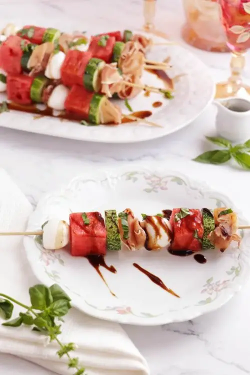 Watermelon, Mozzarella and Prosciutto Skewers
