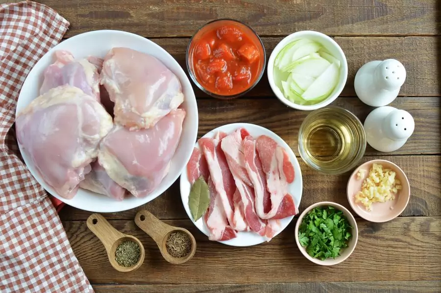 Ingredients for Wine & Tomato Braised Chicken