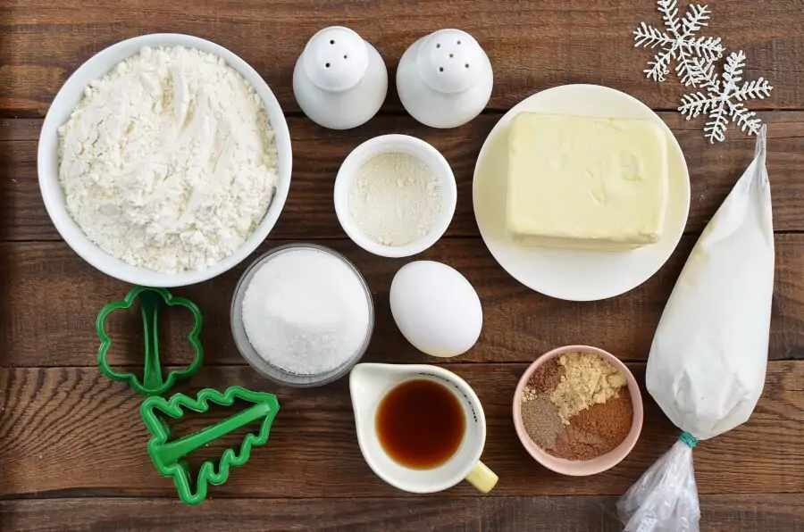 Ingredients for Chai Tree and Snowflake Cookies