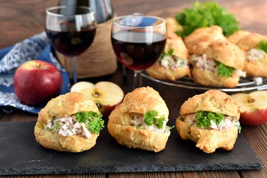 Cheese Puffs with Ham Salad