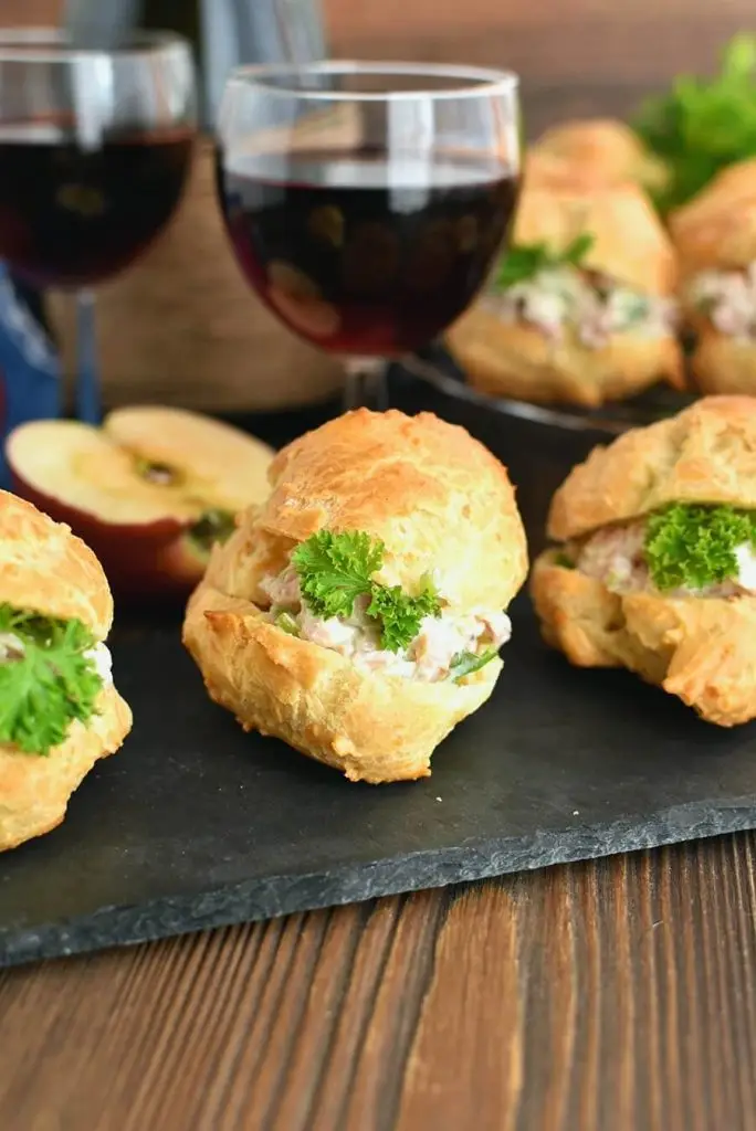 Cheese Puffs with Ham Salad