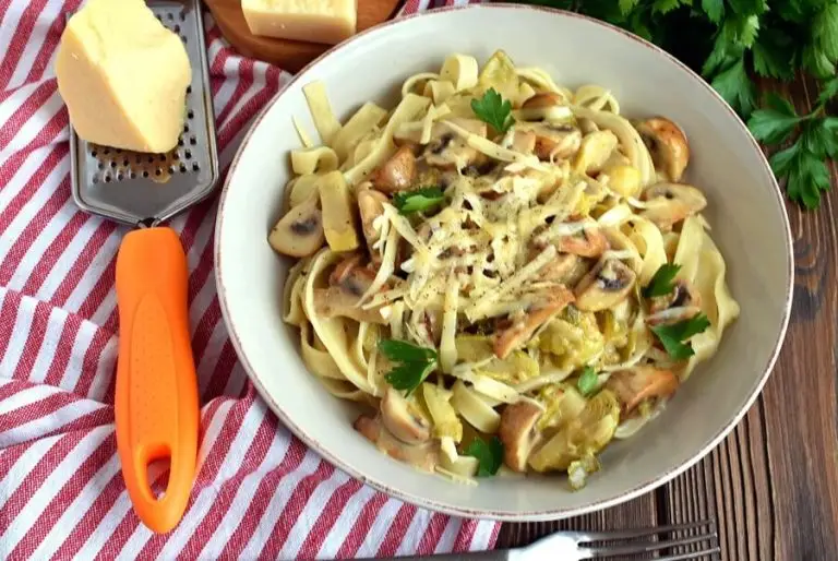 Step 8 - Creamy Fettuccine with Brussels Sprouts and Mushrooms