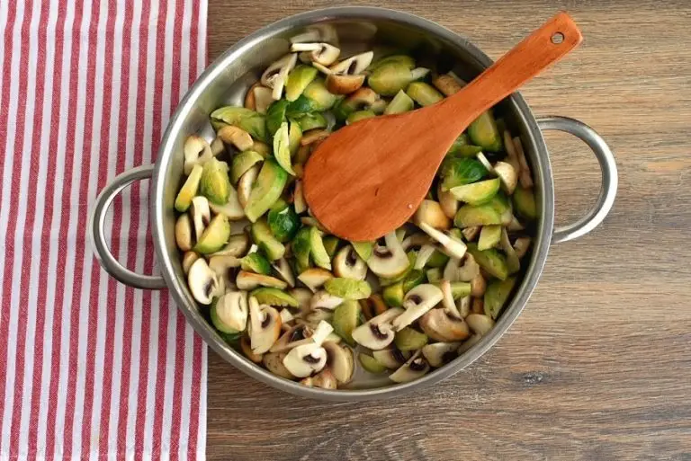 Step 2 - Creamy Fettuccine with Brussels Sprouts and Mushrooms
