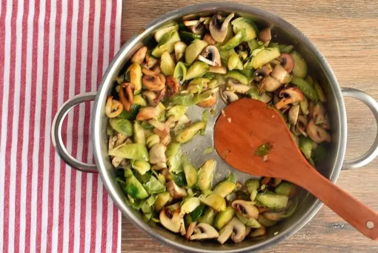 Step 4 - Creamy Fettuccine with Brussels Sprouts and Mushrooms