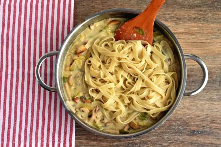 Step 7 - Creamy Fettuccine with Brussels Sprouts and Mushrooms