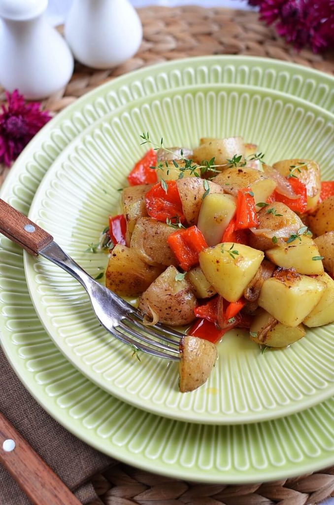 Fried Potato and Veg in a Skillet