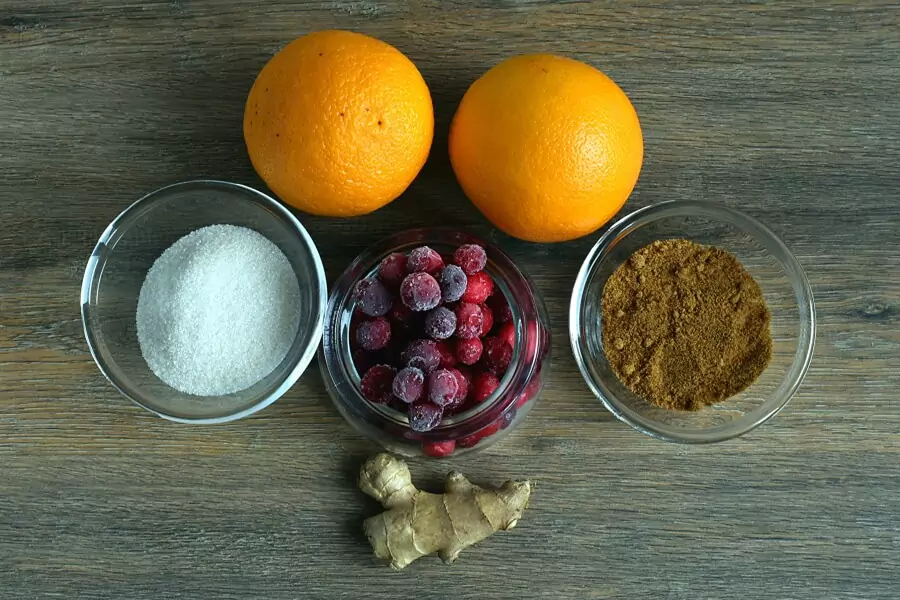 Ingredients for Gingery Cranberry Sauce