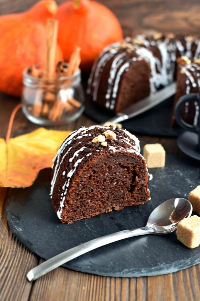 Glazed Chocolate-Pumpkin Bundt Cake